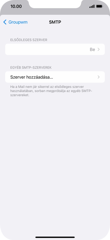 Kattints az „ELSŐDLEGES SZERVER” alatti mezőre.