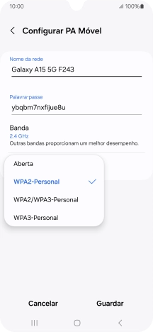Prima WPA3-Personal para proteger o hotspot Wi-Fi com uma password.