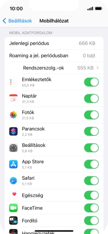 Kattints a kívánt programok melletti csúszkákra a funkciók be- vagy kikapcsolásához.