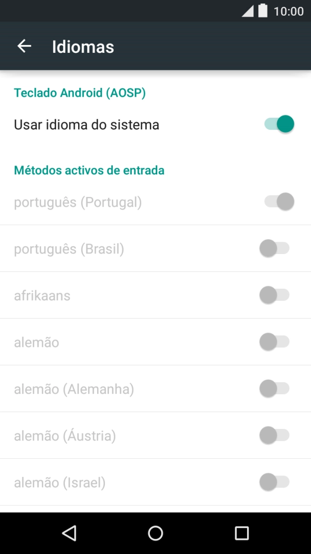 Prima Usar idioma do sistema para o desativar.