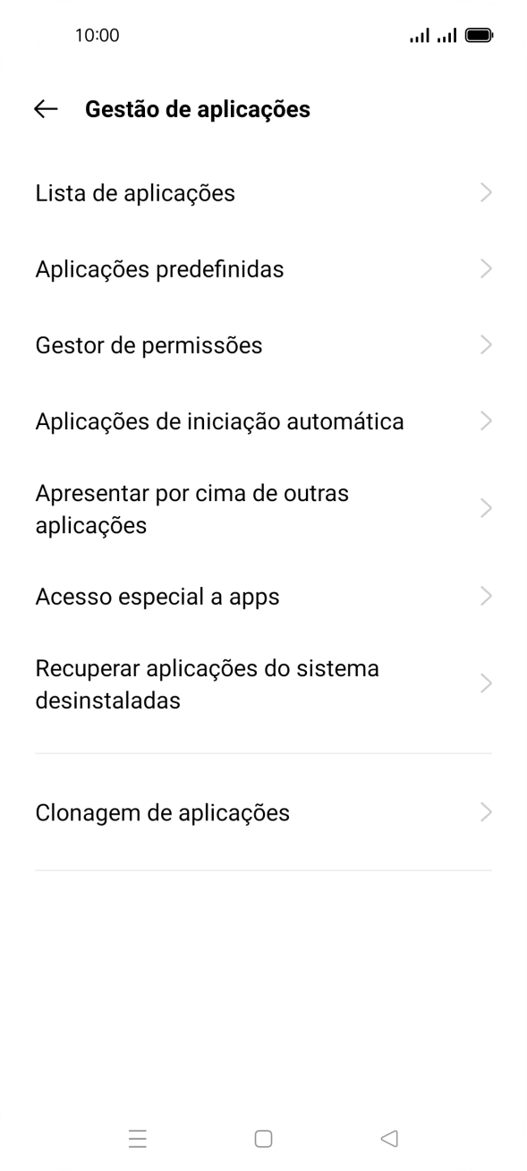 Prima Gestor de permissões.