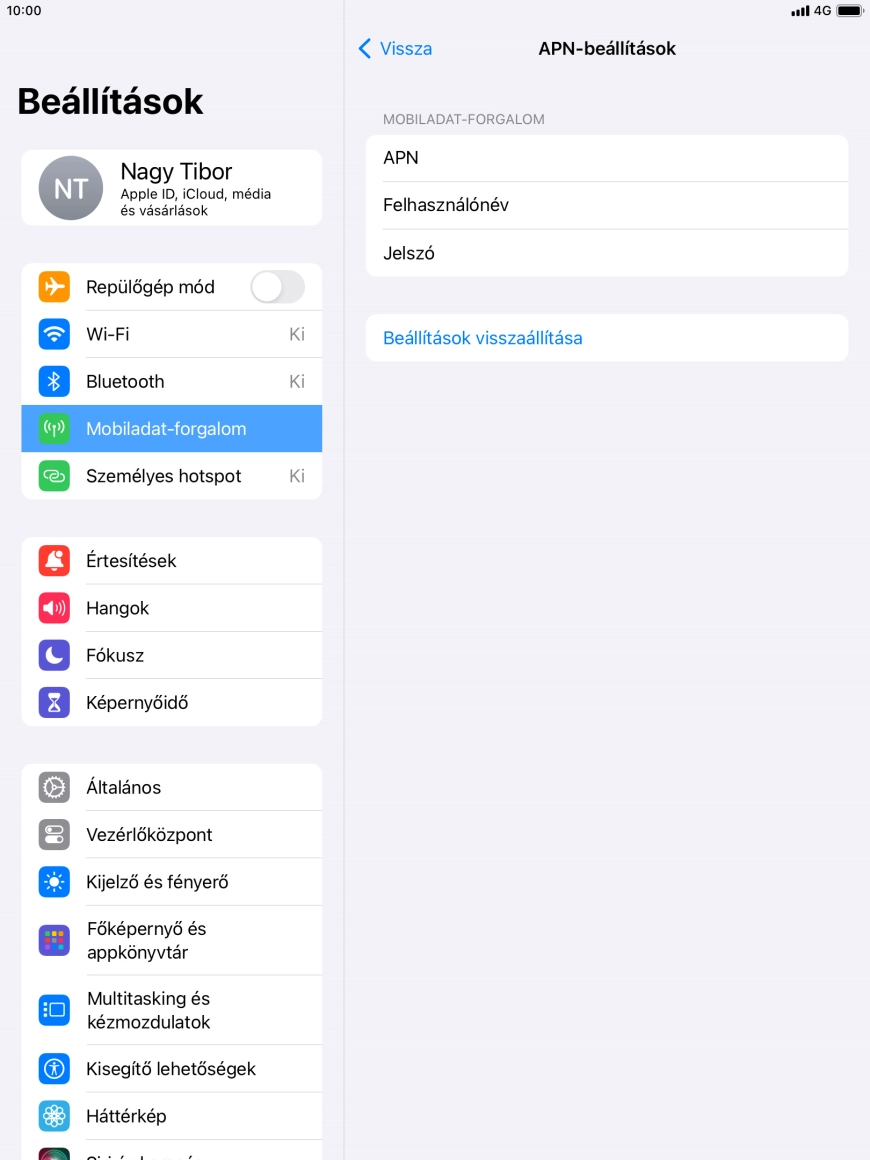 Válaszd az APN lehetőséget. Amennyiben előfizetésed van, írd be azt, hogy internet.vodafone.net.