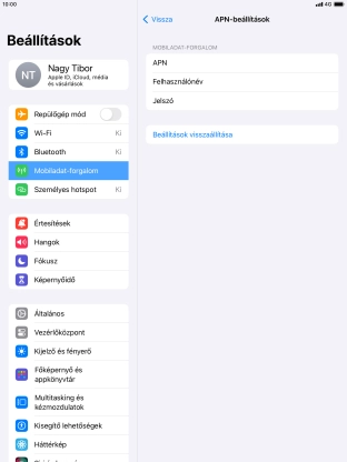 Válaszd az APN lehetőséget. Amennyiben előfizetésed van, írd be azt, hogy internet.vodafone.net.