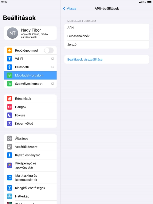 Válaszd az APN lehetőséget. Amennyiben előfizetésed van, írd be azt, hogy internet.vodafone.net.