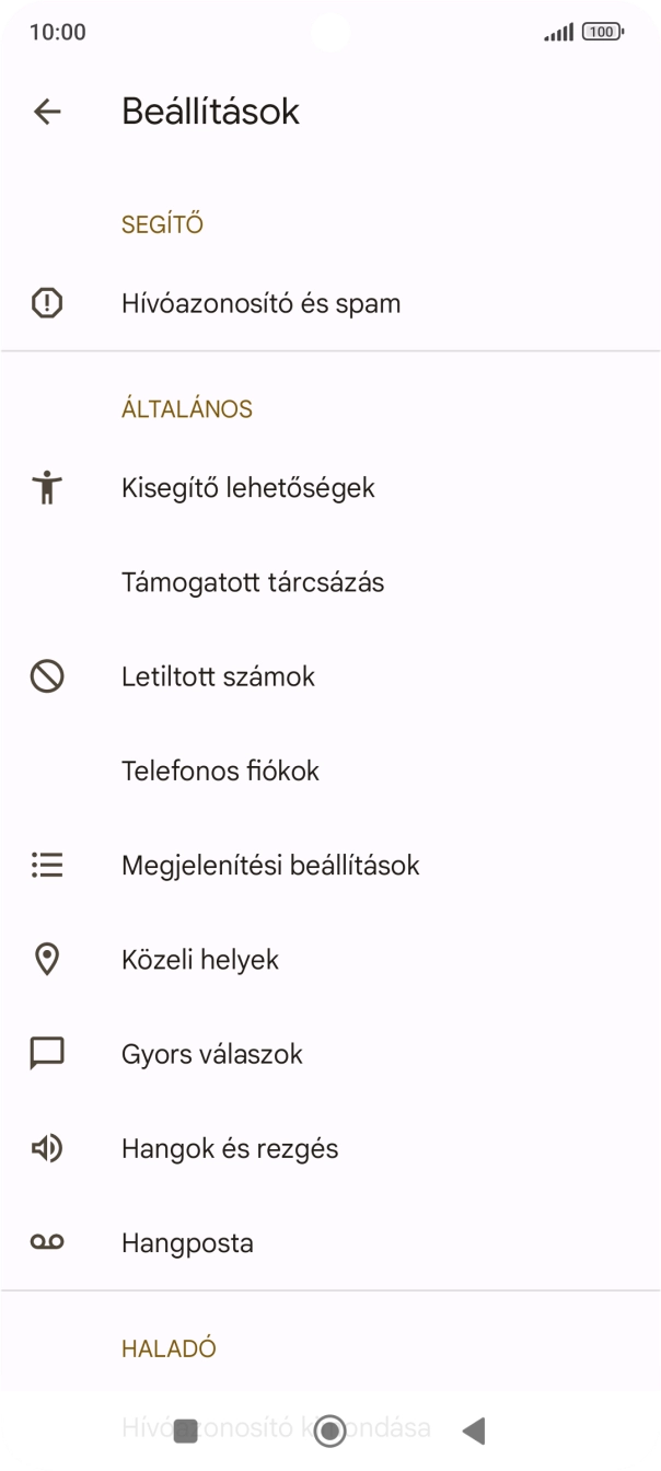 Válaszd a Hangposta lehetőséget.