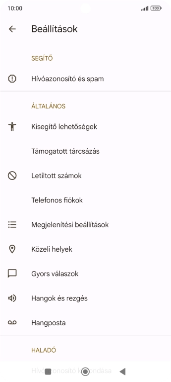 Válaszd a Telefonos fiókok lehetőséget.