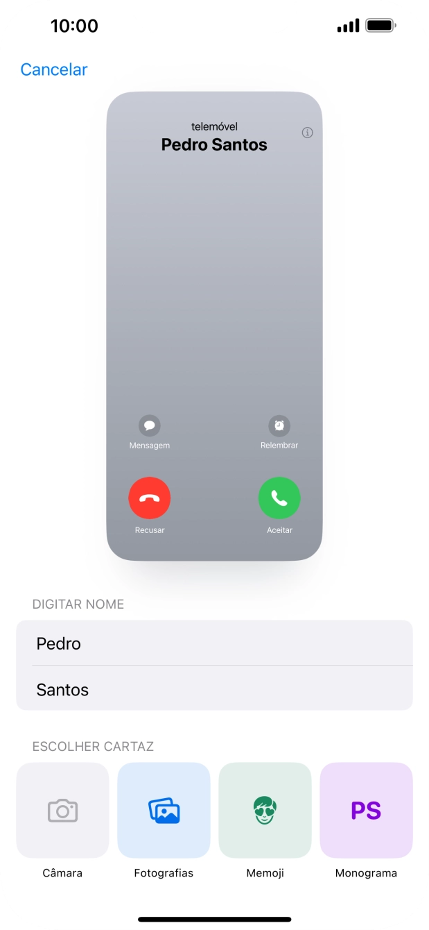 Prima a categoria pretendida e siga as indicações no ecrã para escolher e definir a fotografia pretendida para o seu cartaz de contacto.