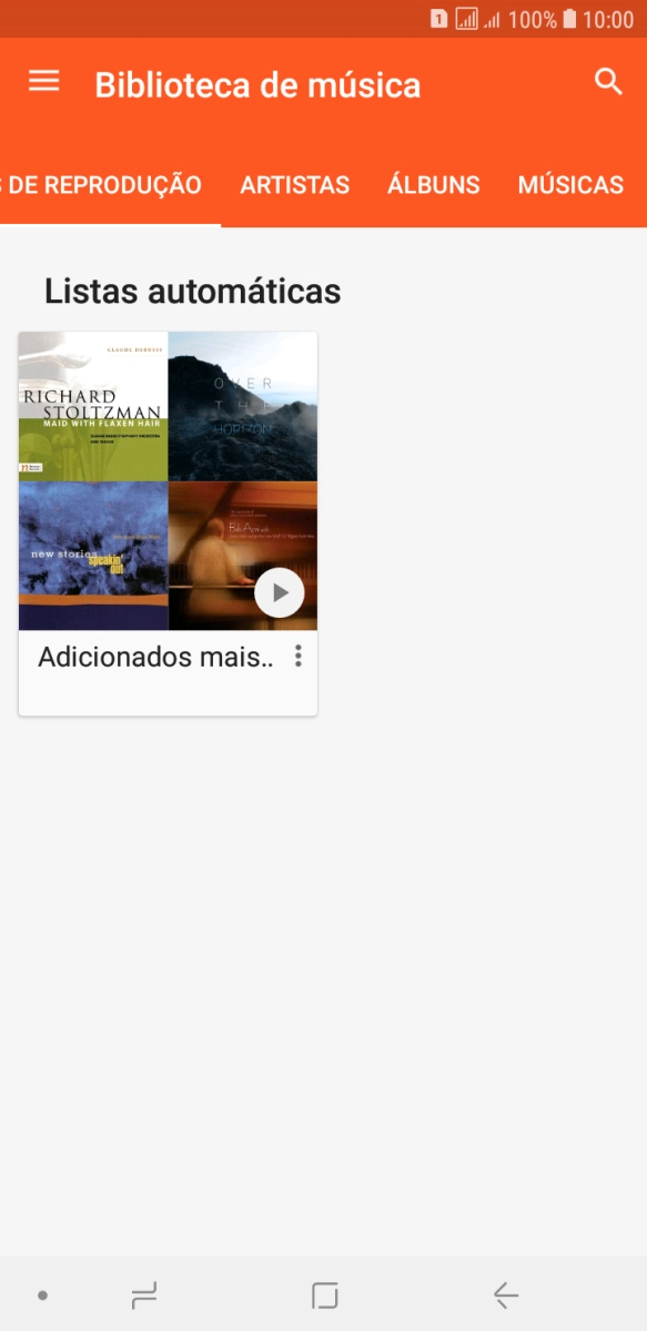 Prima a categoria pretendida e dirija-se ao ficheiro de música pretendido.