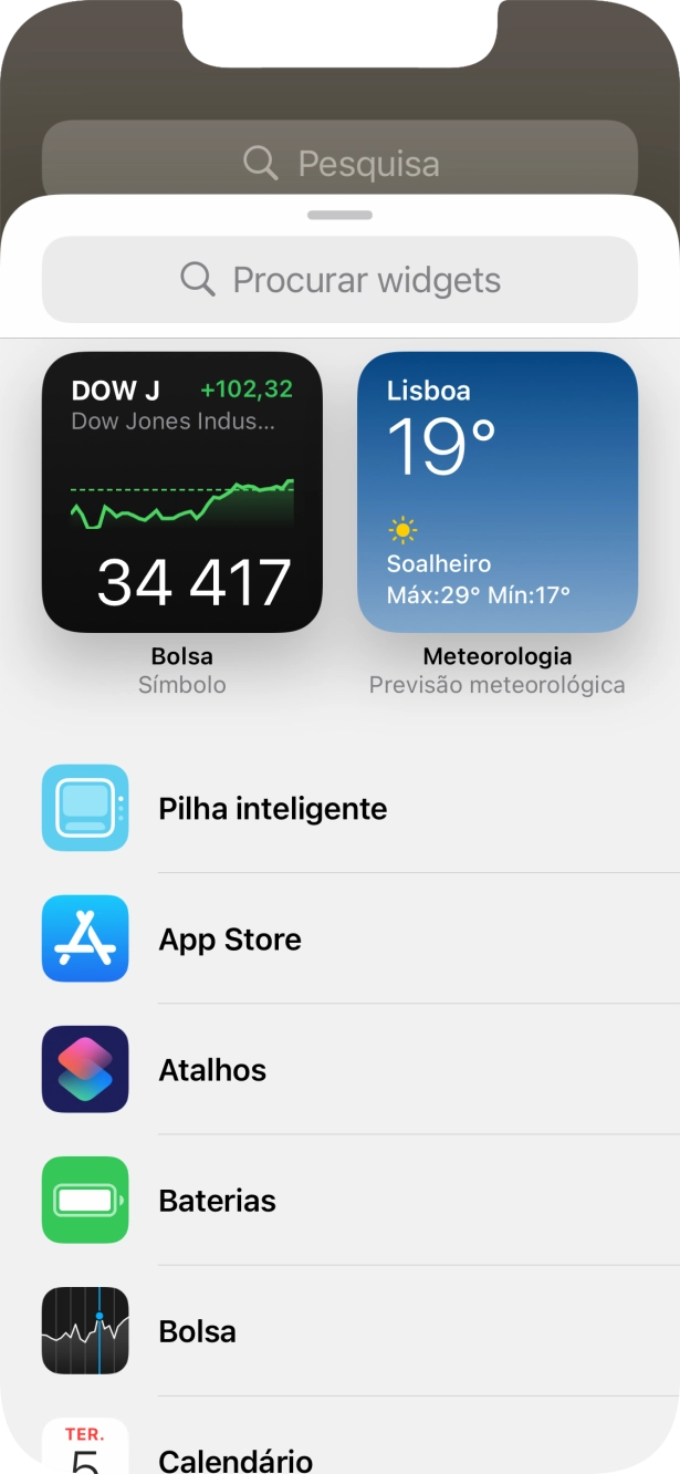 Prima o widget pretendido.