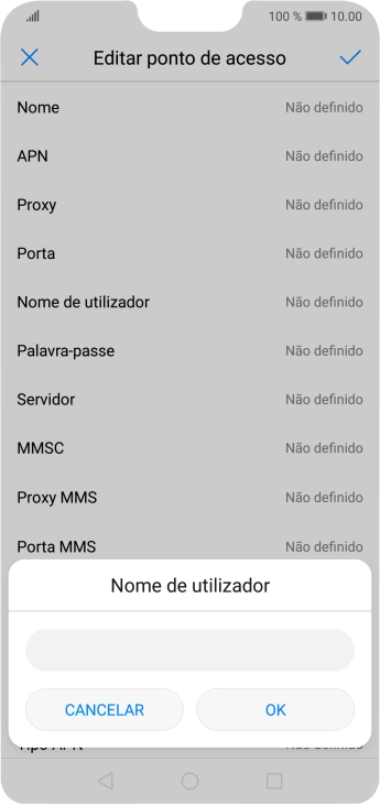 Introduza vodafone e prima OK.
