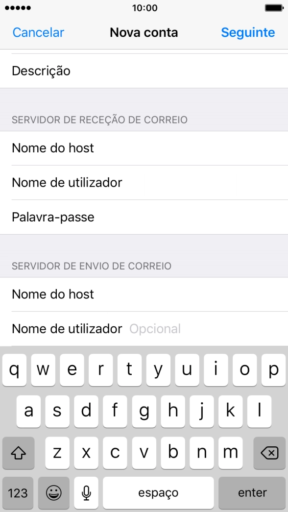 Prima Nome de utilizador e introduza o nome de utilizador no servidor de envio do seu fornecedor de e-mail.