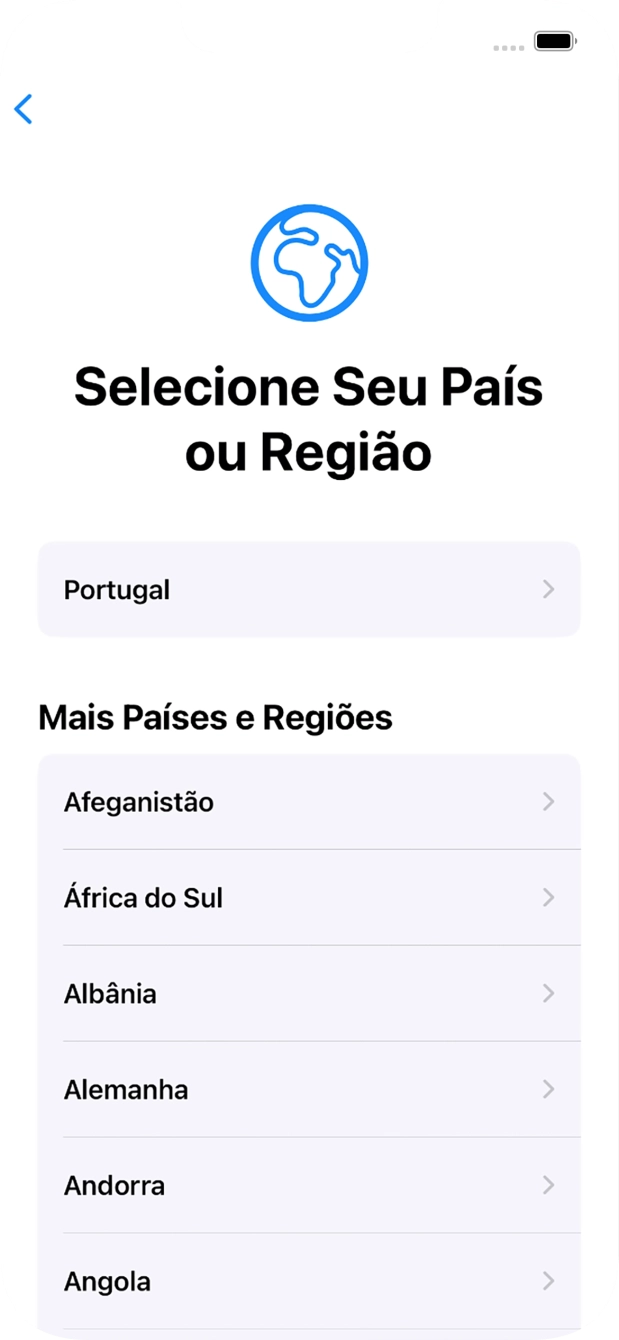 Prima a área ou país pretendido.