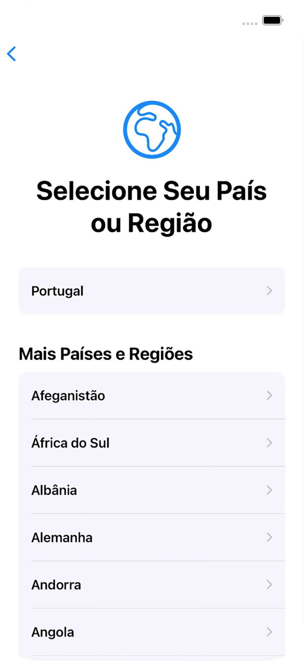 Prima a área ou país pretendido.