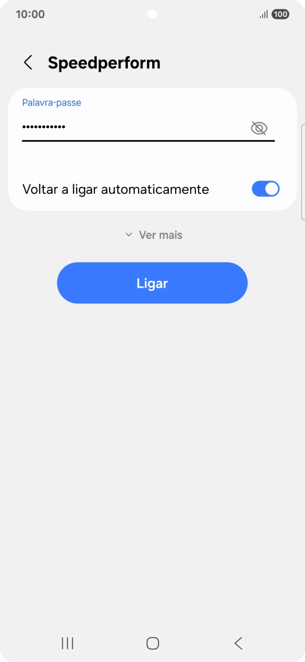 Introduza a password da rede Wi-Fi e prima Ligar.