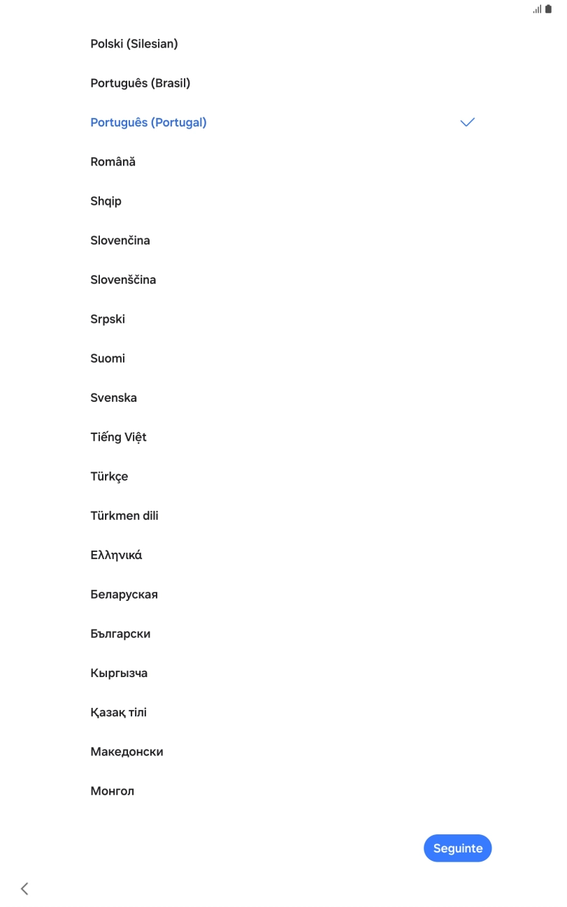 Prima o idioma pretendido.