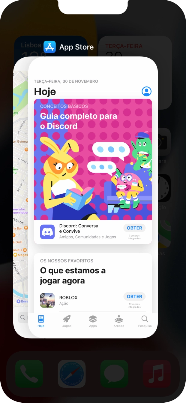 Deslize o dedo para cima sobre a aplicação pretendida para a terminar.