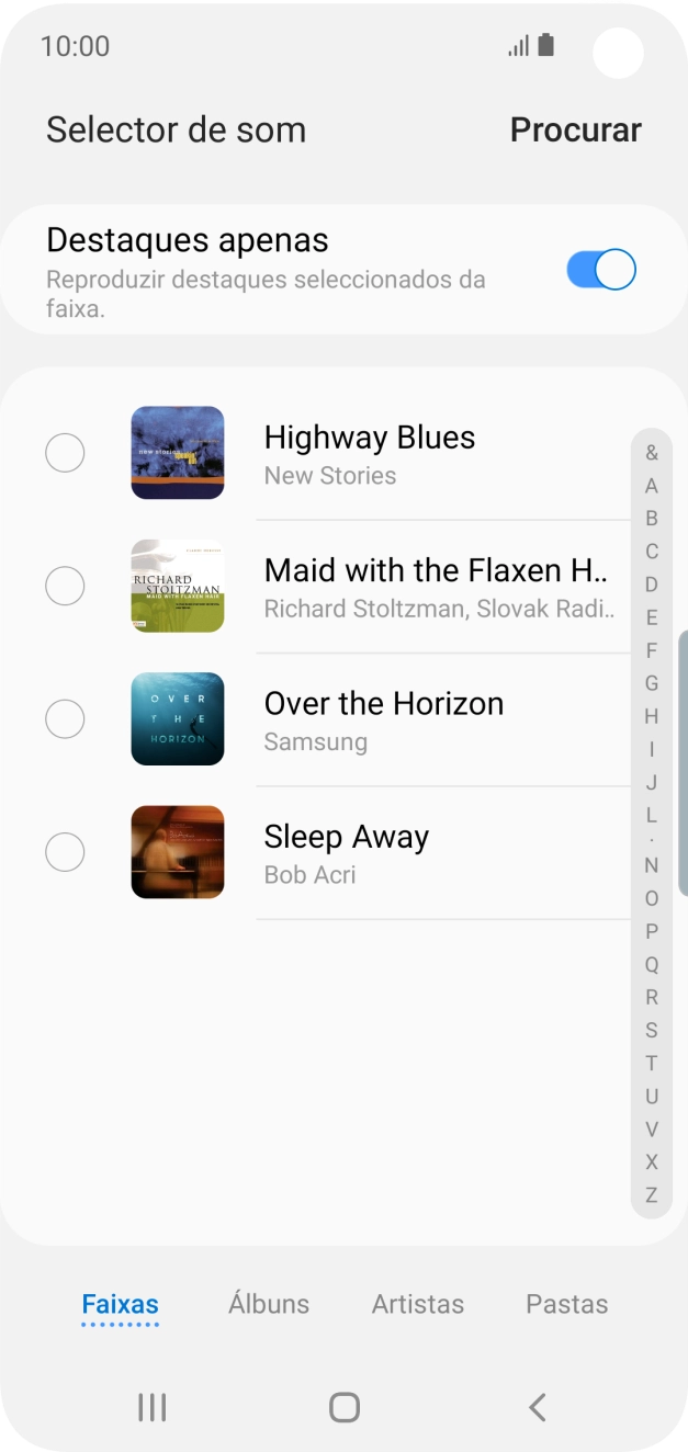 Prima os tons de toque pretendidos para os ouvir.
