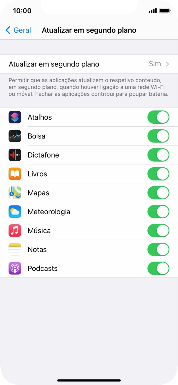 Prima Atualizar em segundo plano.