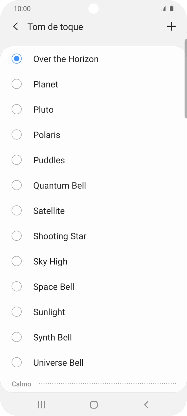 Prima o ícone para adicionar um tom de toque.