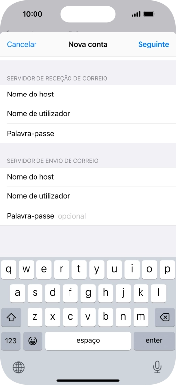 Prima Palavra-passe e introduza a password da sua conta de e-mail.