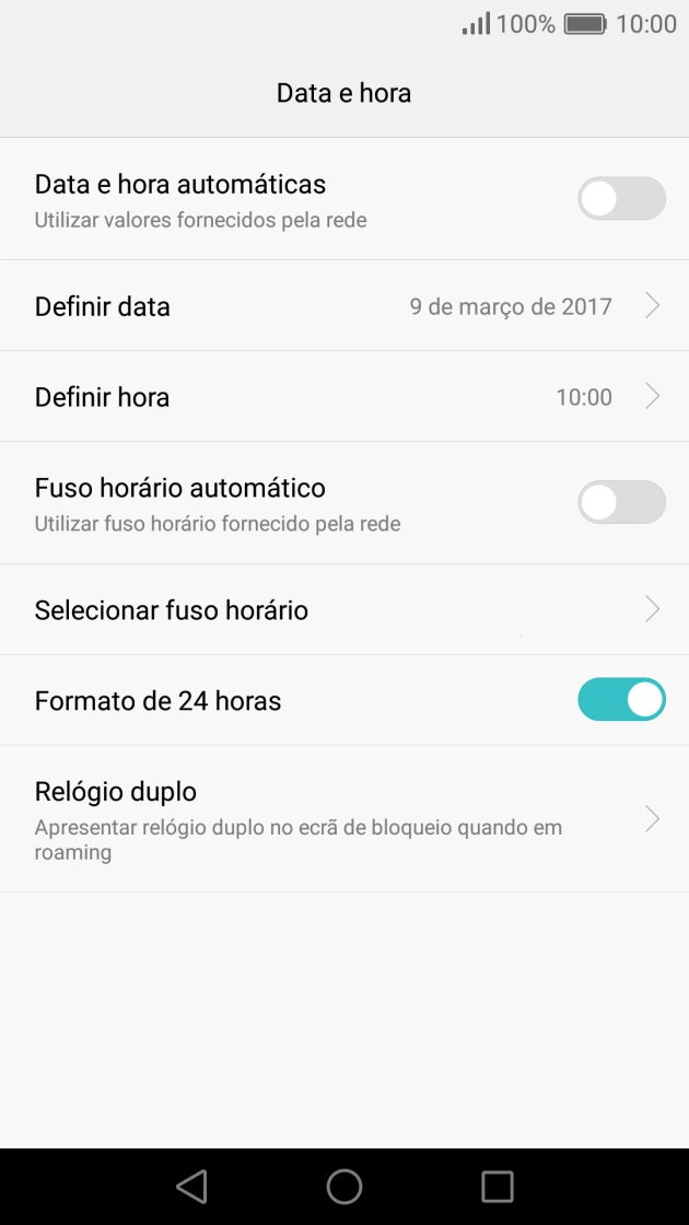 Prima Data e hora automáticas para ativar a função.