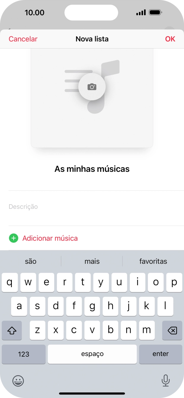 Prima Adicionar música.