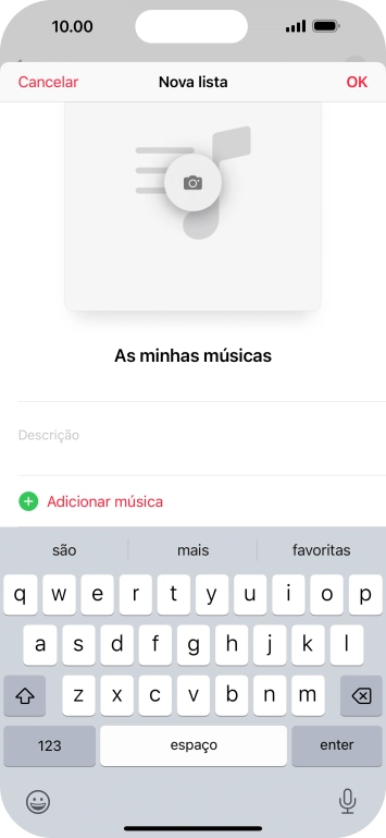 Prima Adicionar música.