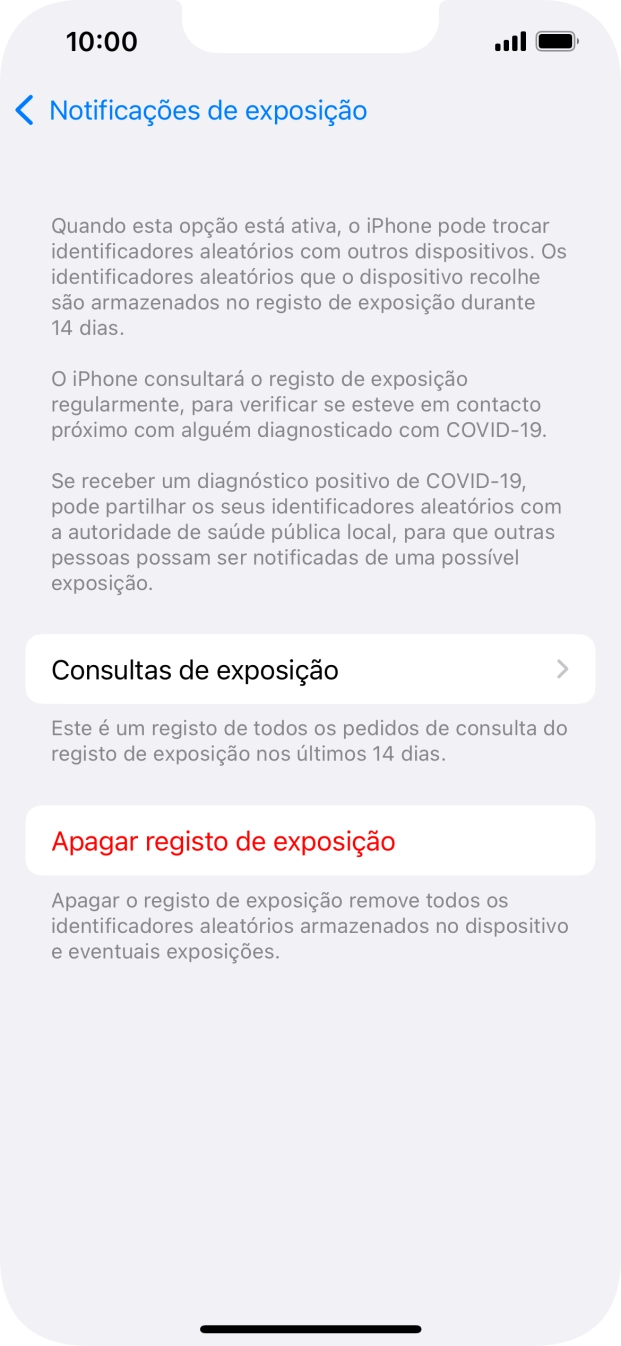 Prima Apagar registo de exposição.
