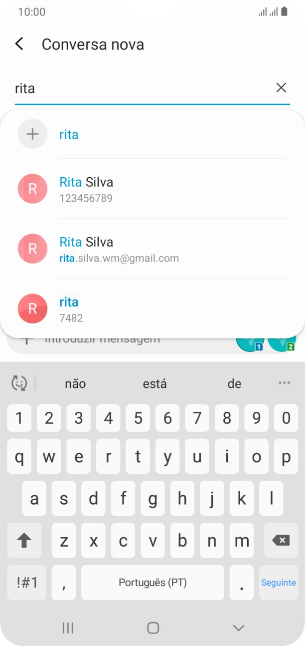 Prima o contacto pretendido.