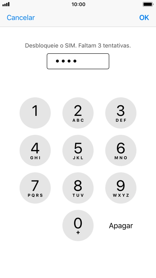 Introduza o seu código PIN e prima OK.