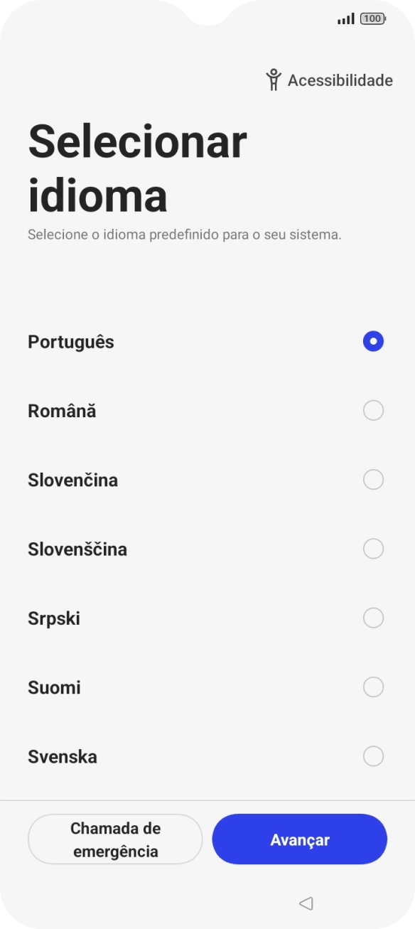 Prima o idioma pretendido.