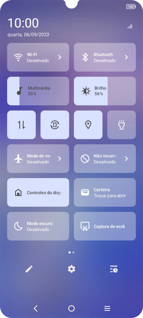 Prima o ícone de definições.