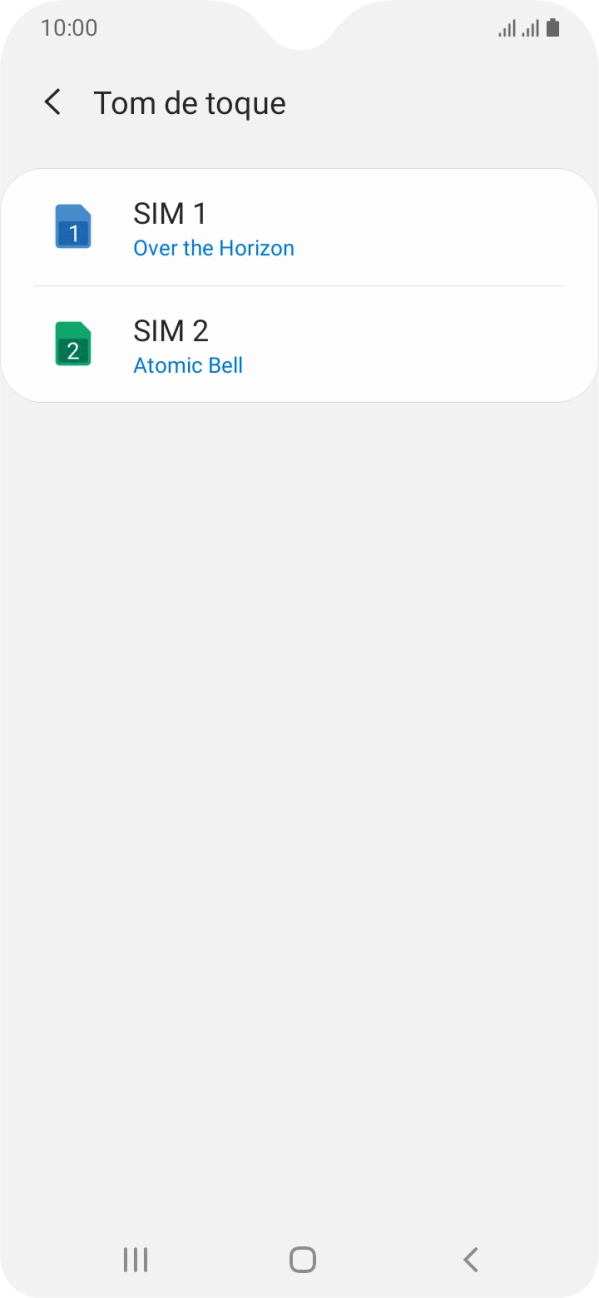 Prima o nome do cartão SIM.