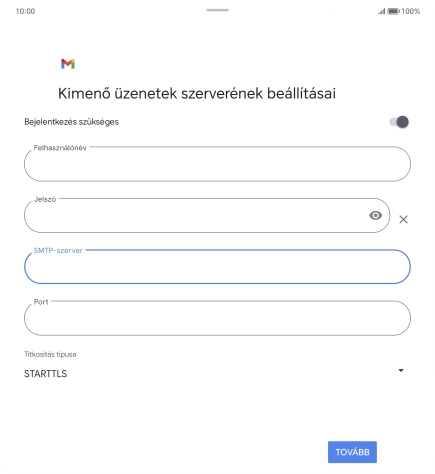 Kattints a „Port” alatti mezőre, és írd be a következőt: 587.
