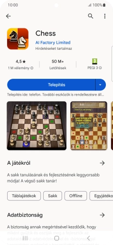 Válaszd a Telepítés lehetőséget, és kövesd a képernyőn megjelenő utasításokat az alkalmazás telepítéséhez.