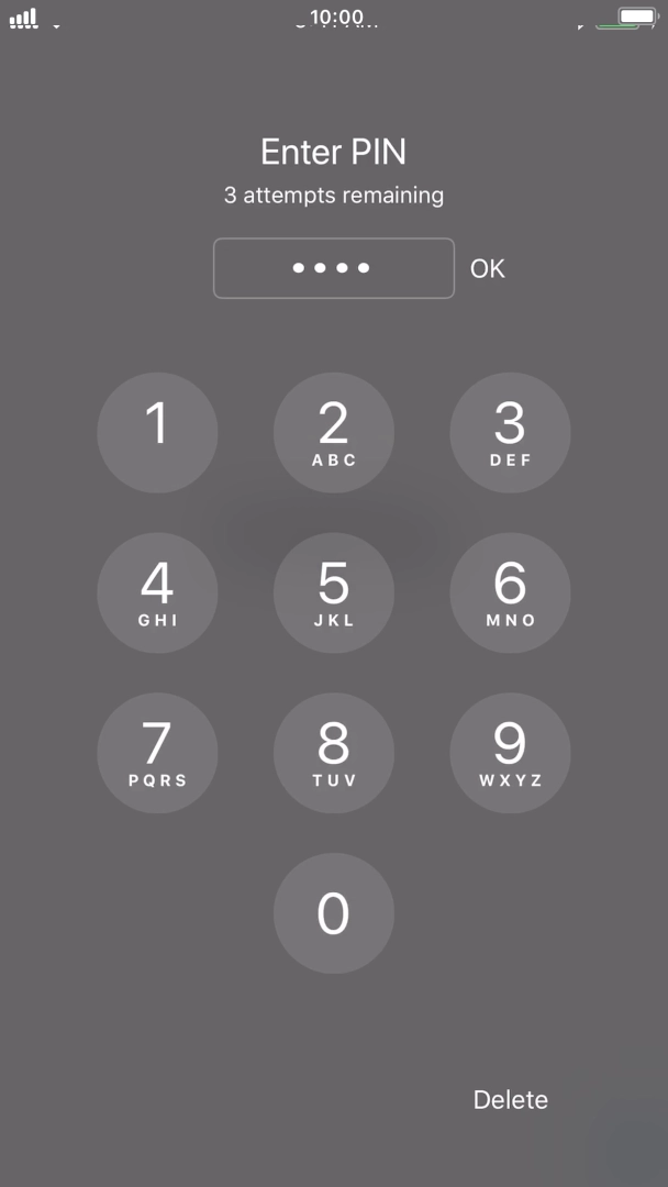 Introduza o seu código PIN e prima OK.