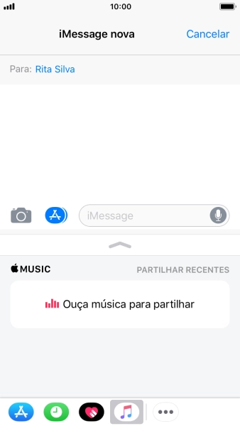 Também é possível enviar imagens, vídeo, audio e diferentes efeitos na iMessage. Siga as indicações no ecrã para enviar a iMessage com o conteúdo pretendido.