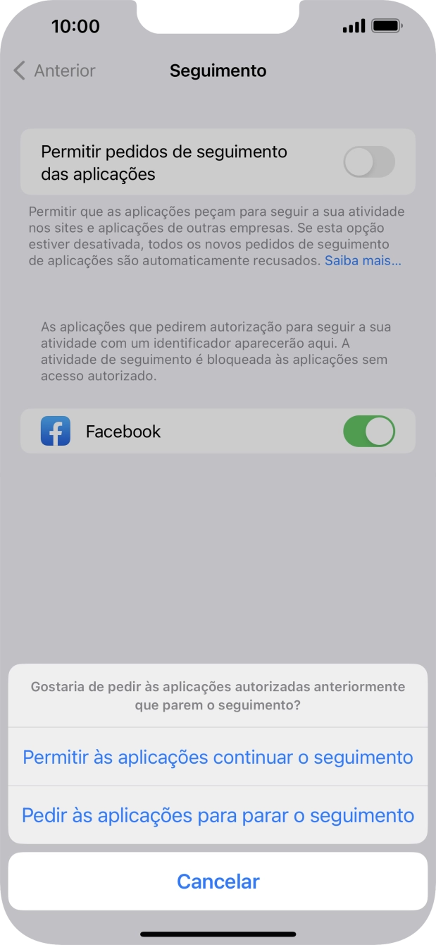Se desativar a função, prima a definição pretendida.