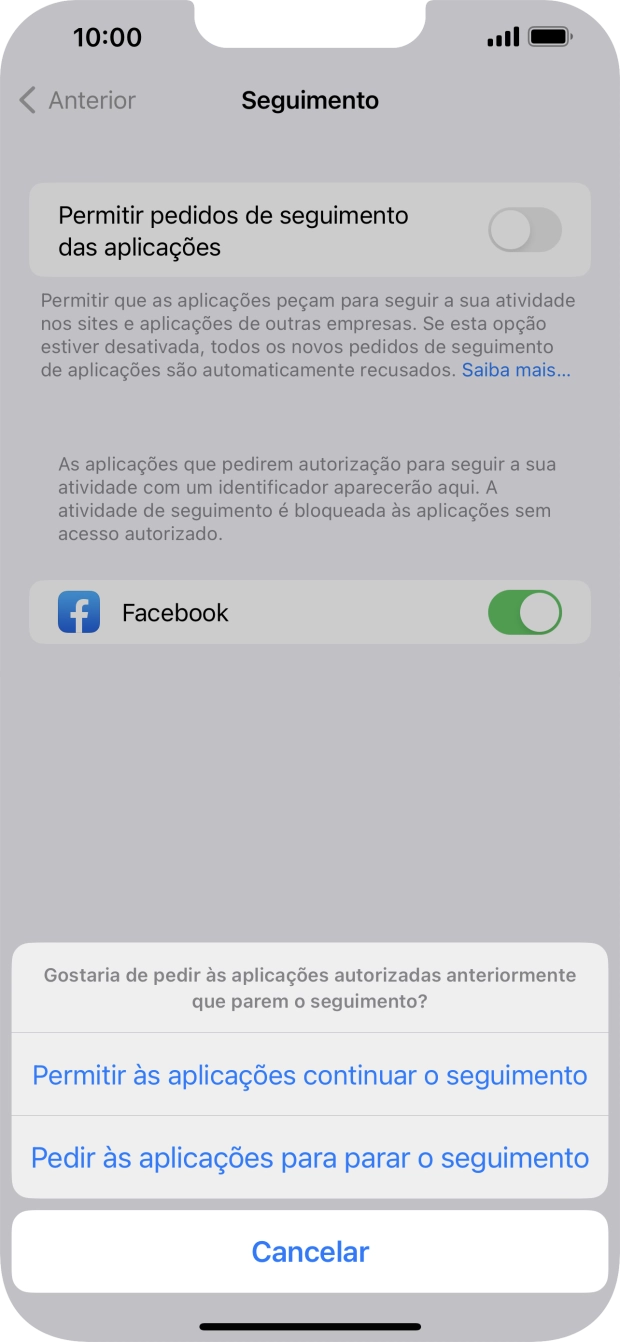 Se desativar a função, prima a definição pretendida.