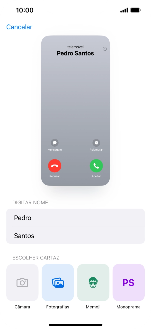 Prima a categoria pretendida e siga as indicações no ecrã para escolher e definir a fotografia pretendida para o seu cartaz de contacto.