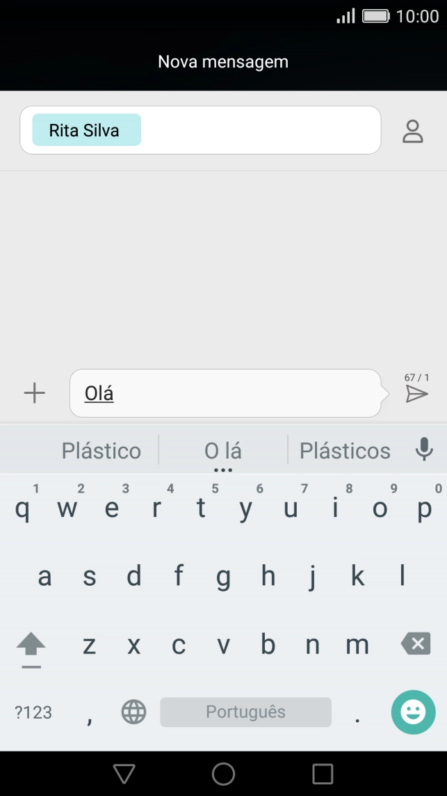 Prima o ícone para enviar quando terminar de escrever a sua mensagem curta.