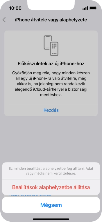 Válaszd a Beállítások alaphelyzetbe állítása lehetőséget.