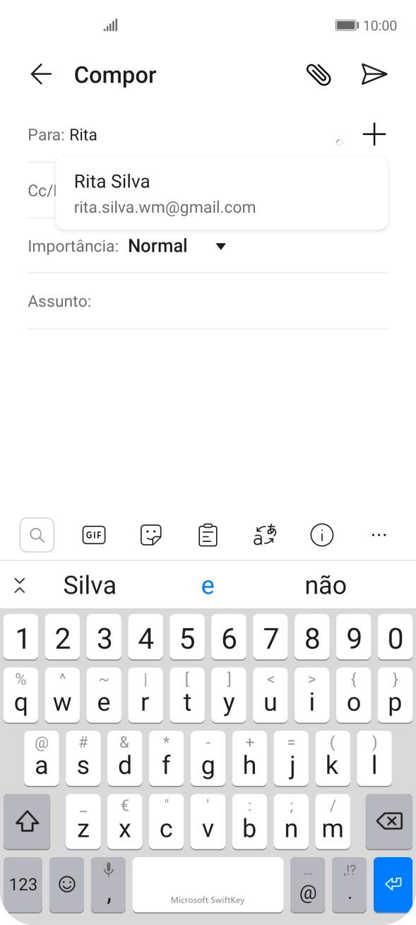 Prima o contacto pretendido.