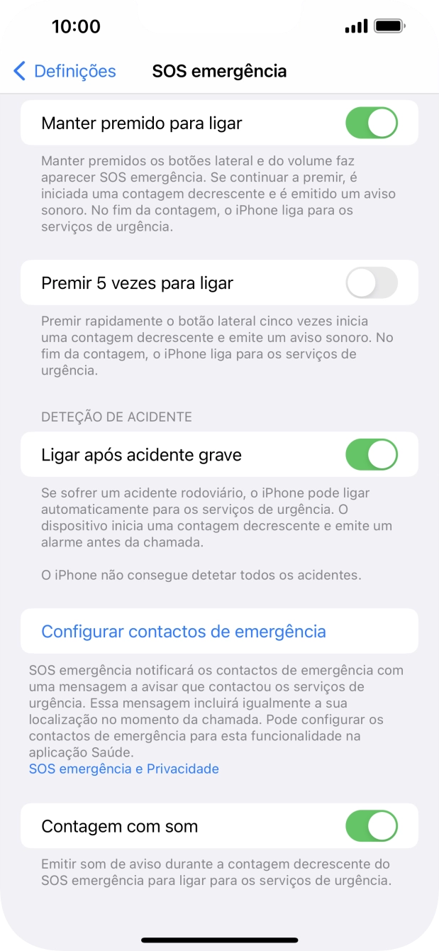 Prima Ligar após acidente grave para ativar a função.
