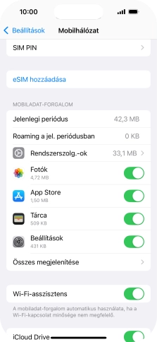 Kattints a kívánt programok melletti csúszkákra a funkciók be- vagy kikapcsolásához.