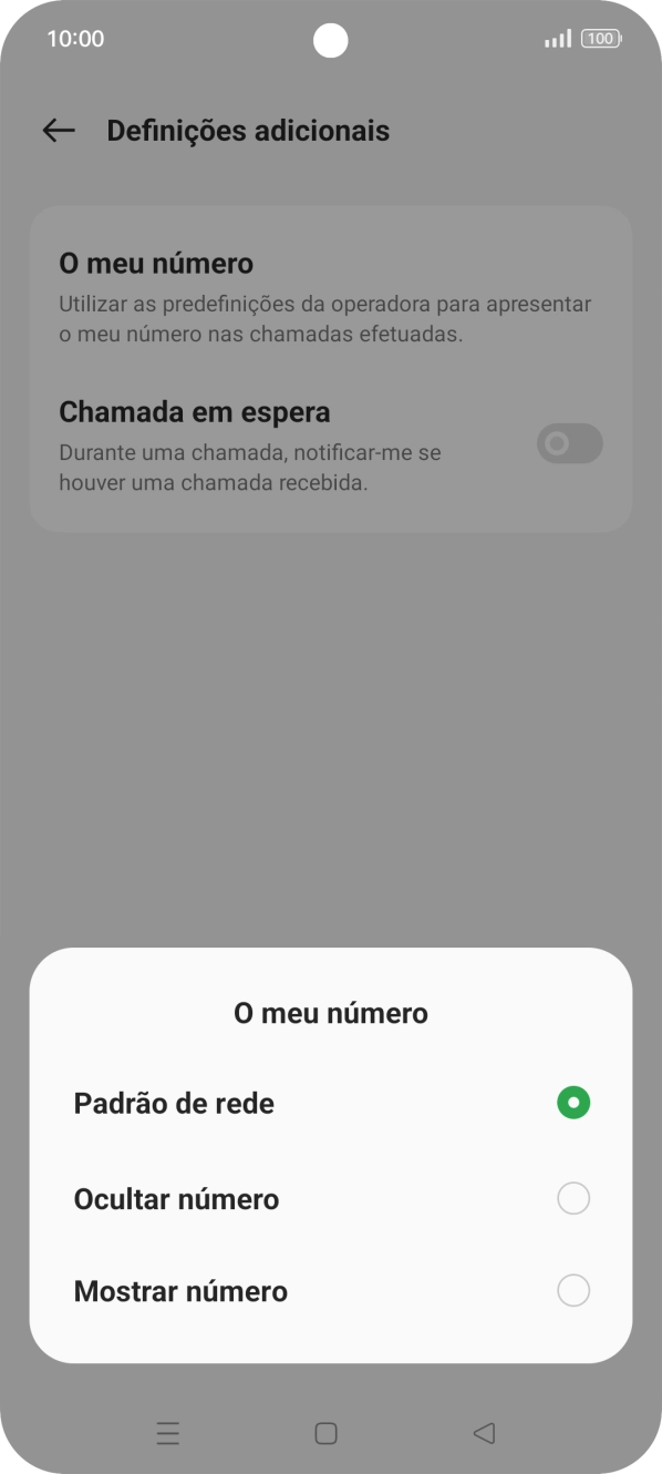 Prima Mostrar número para ativar a visualização do seu número.
