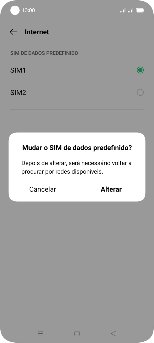 Se mudar de cartão SIM, prima Alterar.
