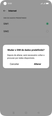 Se mudar de cartão SIM, prima Alterar.