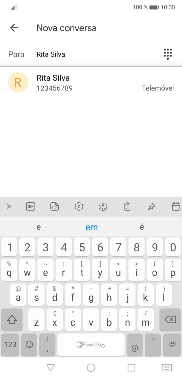 Prima o contacto pretendido.