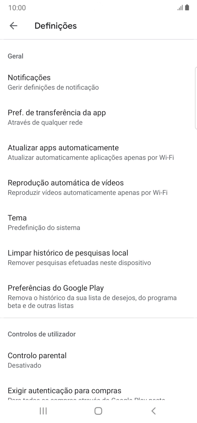 Prima Atualizar apps automaticamente.